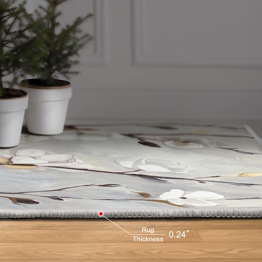 Empire Art Direct 5ft. x 7.5ft. Blossoming Up II B Washable Flowers Area Rug